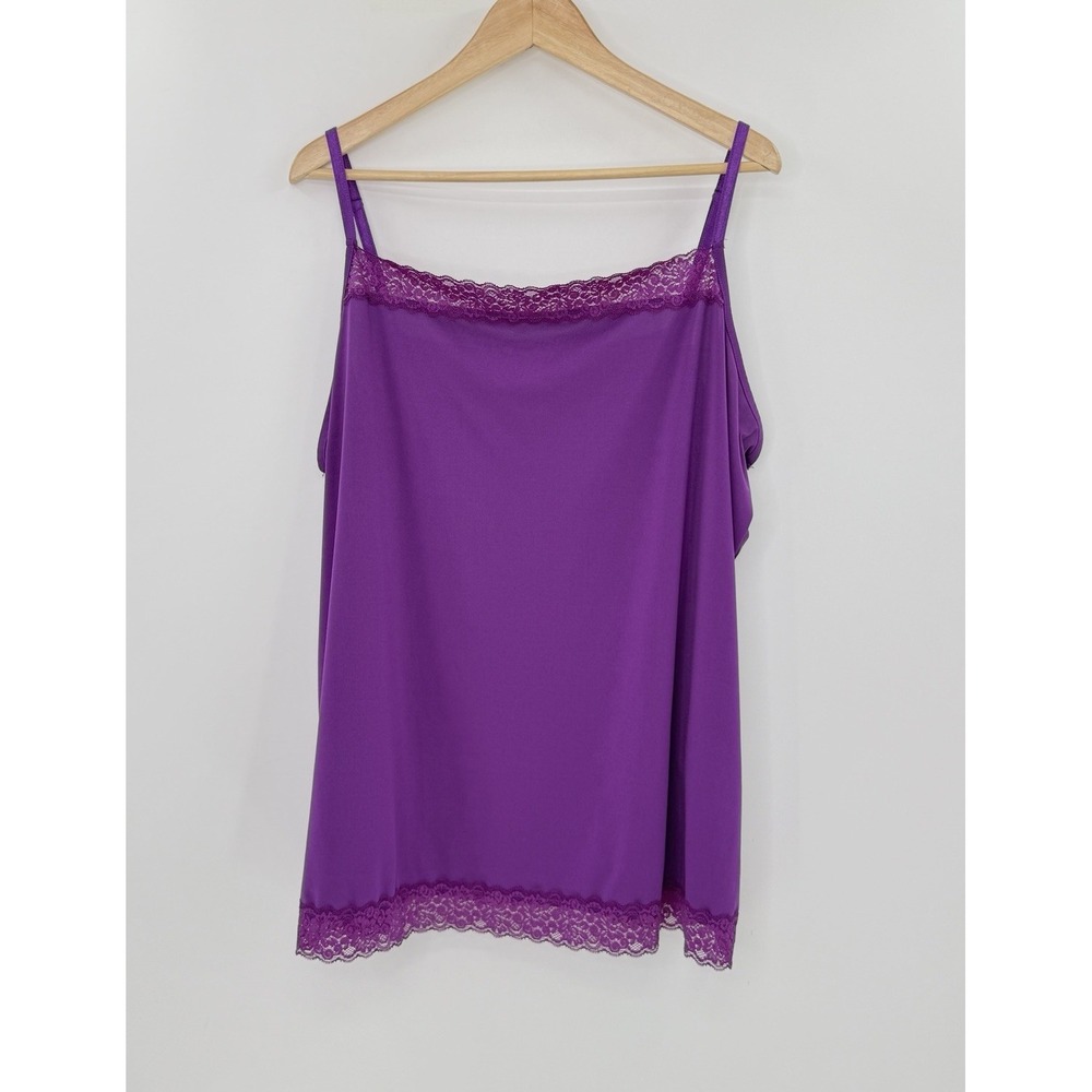 Fashion Bug Plus Size Vibrant Purple Lace Lined Cami Tank Top 3x Layering Y2K